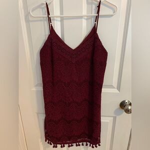 Xtraordinary M lace burgundy sleeveless evening dress